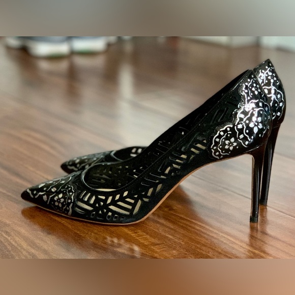 Nicholas Kirkwood Floral Lace laser cut-out black pointed pumps sz 39 - Picture 3 of 7